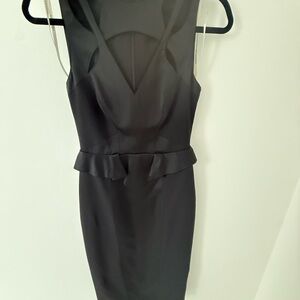 Karen Millen Black Sleeveless Peplum Midi Dress